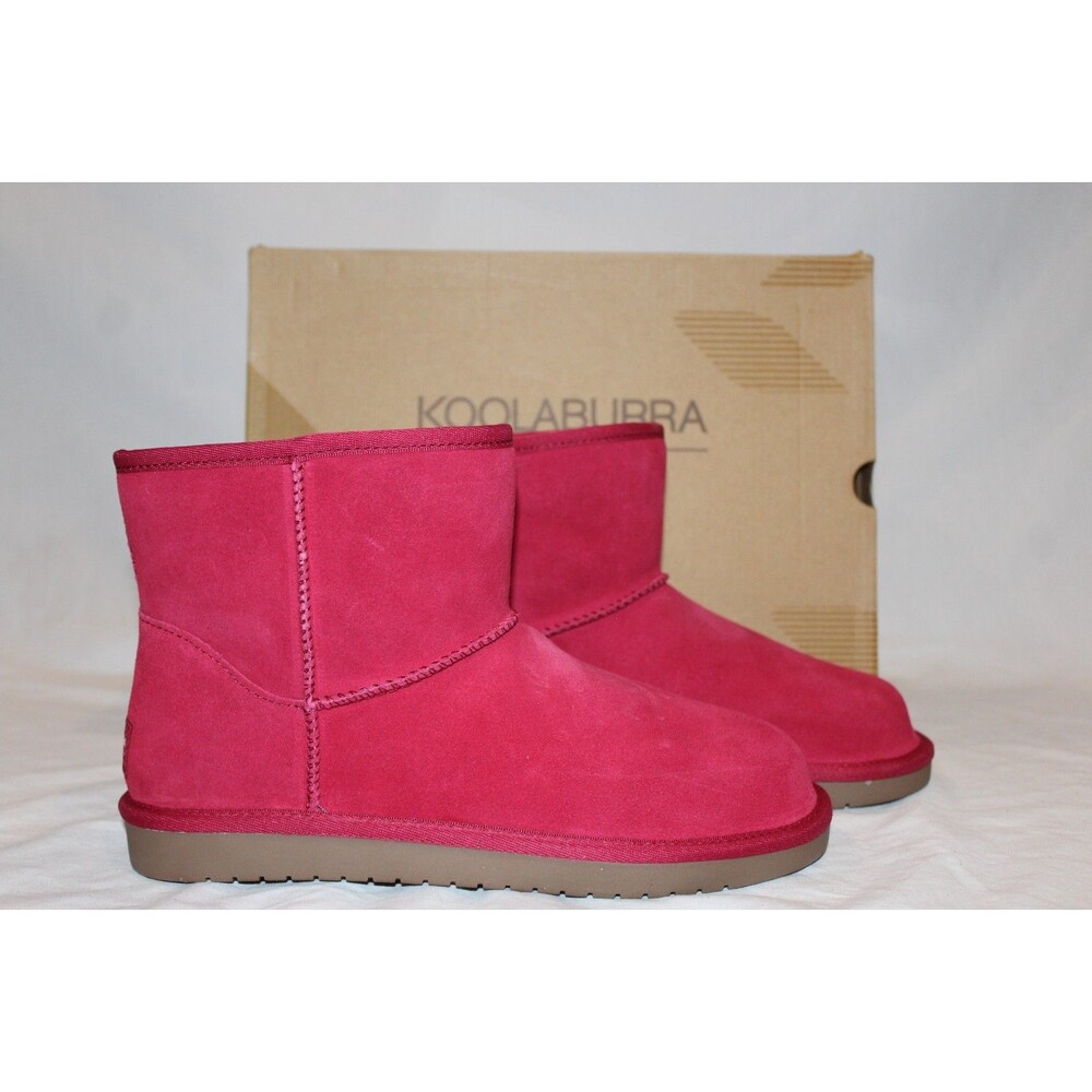 NIB Koolaburra UGG Women's Mini Suede Fur Boots Berry Pink Sz 5
